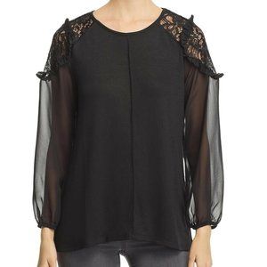 Avec L Black Lace Shoulder Detail Top NWT AE70